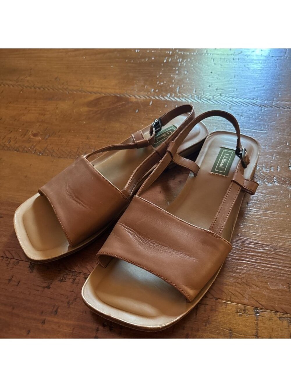 Ll Bean Ladies Brown Leather Sandals Size 8